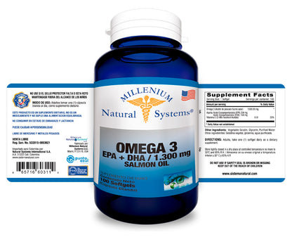 Omega 3 EPA + DHA 1300 mg x 100 Softgels